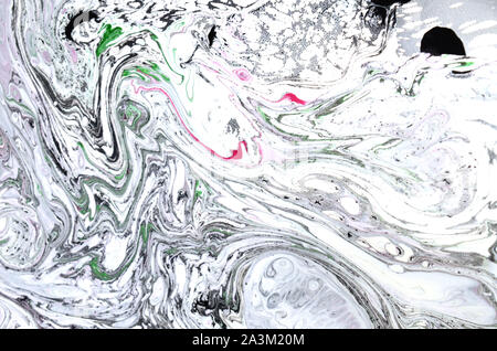 Black and white marbling pattern. Monochrome marble liquid texture. Stock Photo