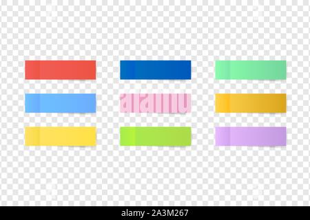 Sticky colored notes. Post note paper. Vector stock illustration. Stock Vector