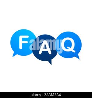 Frequently asked questions FAQ banner. Computer with question icons. Vector stock illustration. Stock Vector