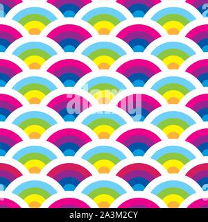 Bright seamless pattern with half rounds and curls Stock Vector