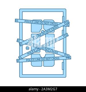 Crime Scene Door Icon. Thin Line With Blue Fill Design. Vector Illustration. Stock Vector