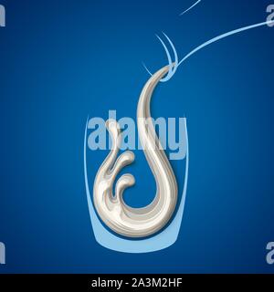 Vector milk splash paper cut concept poster Stock Vector