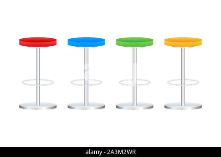 Big lap disk shape bright multicolor stylish 3d barstool stand . Vector stock illustration. Stock Vector