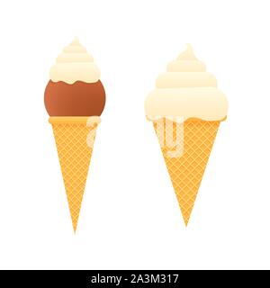 Collection of ice cream cones isolated on white. Vector stock illustration. Stock Vector