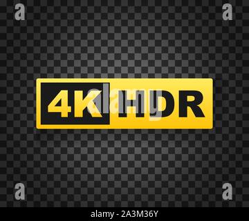 4K Ultra HD symbol, High definition 4K resolution mark, HDR. Vector stock illustration. Stock Vector
