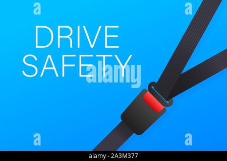 Seat belt. Safety belt of movement on car, airplane. Vector illustration. Stock Vector