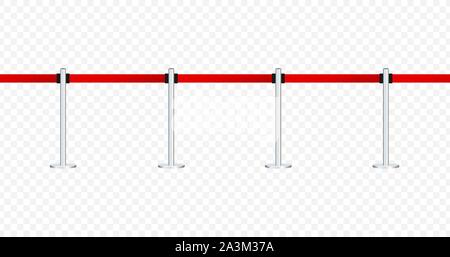 Red carpet with red ropes on golden stanchions. Exclusive event, movie premiere, gala, ceremony, awards concept. Vector illustration. Stock Vector