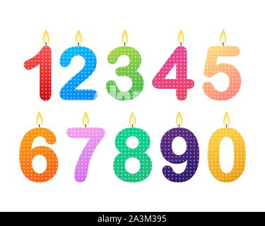 Set of Happy Birthday candle numbers. Vector stock illustration Stock Vector