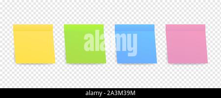 Sticky colored notes. Post note paper. Vector stock illustration. Stock Vector