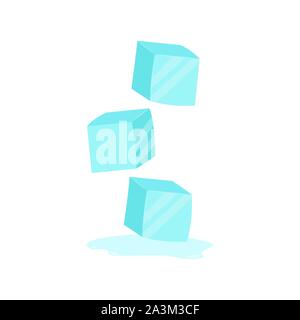 Ice cubes. Cold transparent frozen block. Vector stock illustration Stock Vector
