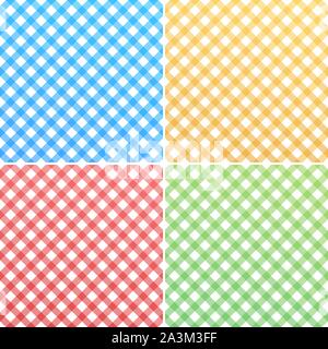 Pink, blue, green, yellow and white gingham background. vector stock illustration Stock Vector