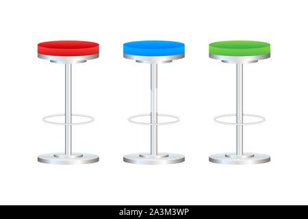 Big lap disk shape bright multicolor stylish 3d barstool stand . Vector stock illustration. Stock Vector