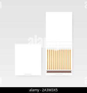 Book Of Matches Vector. Top View Closed Opened Blank. Vector stock illustratrion. Stock Vector