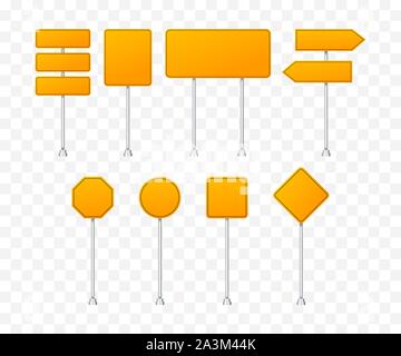 Set of road signs isolated on transparent background Stock Vector Image ...