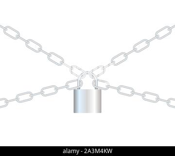 Realistic closed padlock for protection privacy isolated on background. Vector stock illustration. Stock Vector