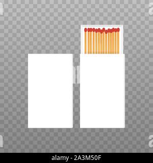 Vector Opened Blank Box Of Red Matches Top View. Vector illustration. Stock Vector