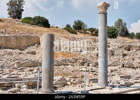 Ruins of Sanctuary of Apollo Hylates located at the beach of mediterranean sea. Near an ancient greek town of Kourion. Limassol, Episkopi, Cyprus.