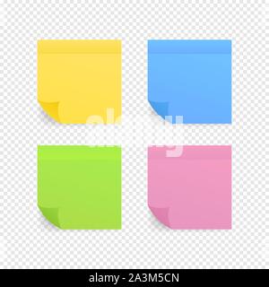Sticky colored notes. Post note paper. Vector stock illustration. Stock Vector