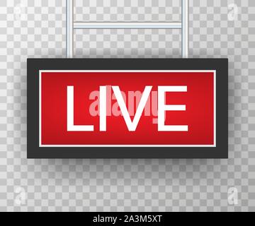 Broadcast studio live light. live sign radio and television. Vector stock illustration. Stock Vector