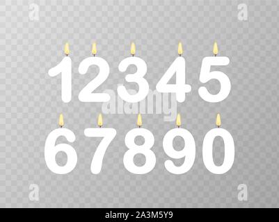Set of Happy Birthday candle numbers. Vector stock illustration Stock Vector