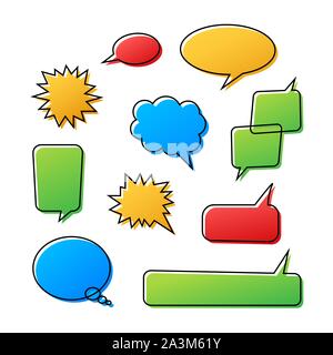 Set of speech bubbles. Halftone shadows. Vector stock illustration Stock Vector