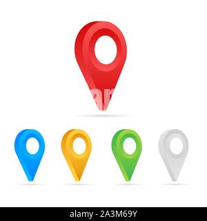 Set of map pointers on white background. Vactor stock illustration. Stock Vector