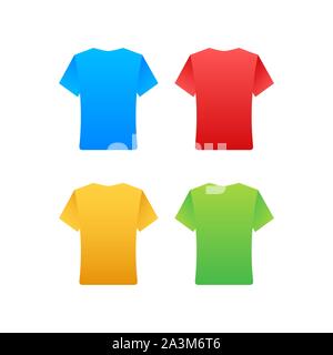 Color T-shirts front view vector set isolated. Vector illustration. Stock Vector