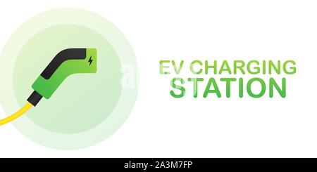 EV charging station banner. Vector stock illustration. Stock Vector