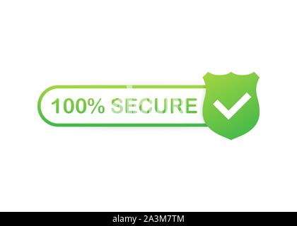 100 Secure grunge vector icon. Badge or button for commerce website. Vector stock illustration. Stock Vector