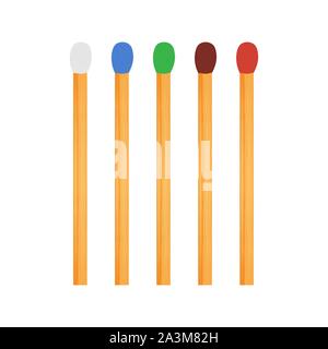 Matches vector set with different brimstone color. Vector stock illustration. Stock Vector