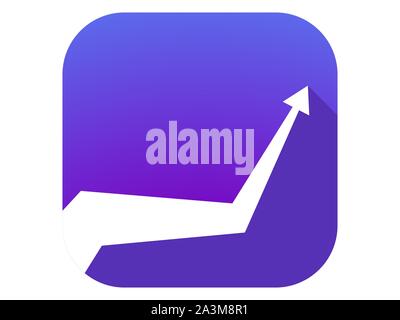 Up arrow flat icon with long shadow. Gradient Background. Vector illustration Stock Vector