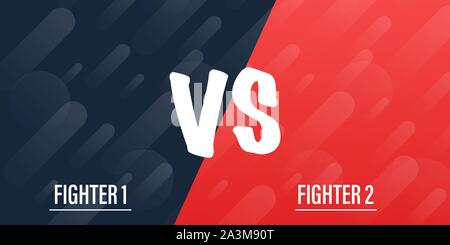 VS Versus Blue and red comic design. Battle banner match, vs letters competition confrontation. Vector stock illustration. Stock Vector