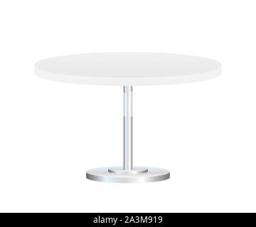 Realistic empty round table with metal stand isolated on white background. Vector stock illustration. Stock Vector