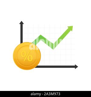 Percent growth chart. Credit percentage symbol. Vector stock illustration. Stock Vector