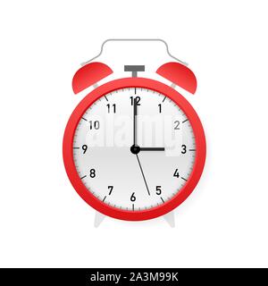 Alarm clock red wake-up time. Vector stock illustration. Stock Vector