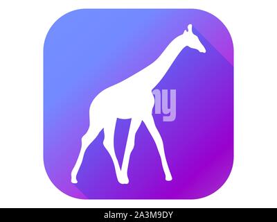 Giraffe flat icon with long shadow. Pictogram gradient color. Vector illustration Stock Vector