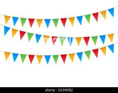 Birthday party invitation banners. Set of flag garlands. Vector stock illustration. Stock Vector