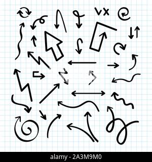 Hand drawn vector arrow collection, sketched style. Vector illustration. Stock Vector