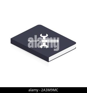 Instruction Book. User Manual book icon on white background. Vector stock illustration. Stock Vector