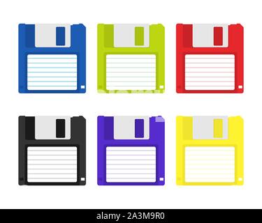 Magnetic floppy disc. Flat icon. Vector stock illustration. Stock Vector