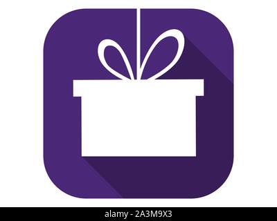 Gift box flat icon with long shadow. Holiday badge hanging gift. Vector illustration Stock Vector