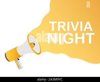 Megaphone Hand, business concept with text trivia night. Vector stock illustration Stock Vector