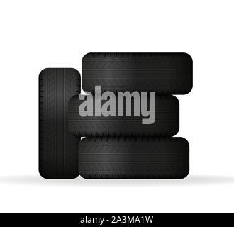 Car tire isolated on white background. Vector stock illustration. Stock Vector