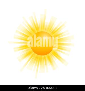 Realistic sun icon for weather design on white background. Vector stock illustration. Stock Vector