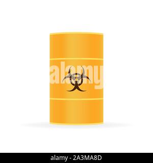 Barrels of biohazard waste, Radioactive waste on white background. Vector stock illustration. Stock Vector