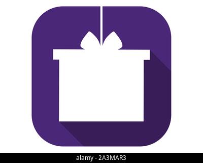 Gift box flat icon with long shadow. Holiday badge hanging gift. Vector illustration Stock Vector
