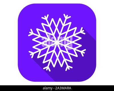 Snowflake flat icon with long shadow. Symbol of cold and winter. Vector illustration Stock Vector