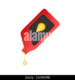 Engine oil plastic bottle package mockup on white background. Vector stock illustrtaion. Stock Vector