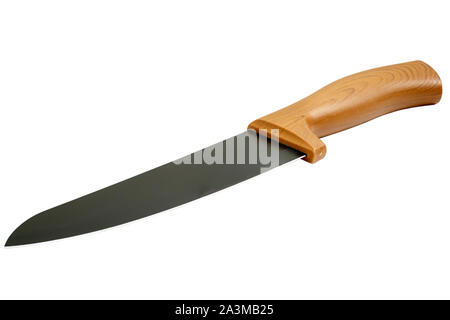 Multi-Purpose stainless steel knife whith black blade isolated on white background Stock Photo