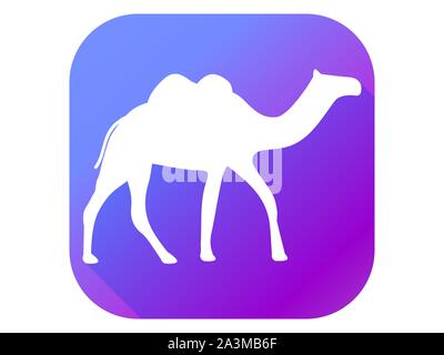 Camel flat icon with long shadow. Pictogram gradient color. Vector illustration Stock Vector